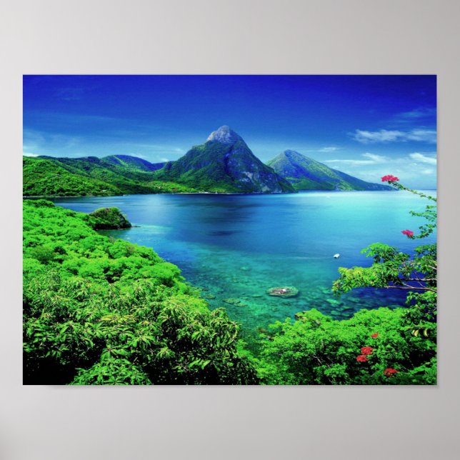 Saint Lucia Pitons Poster (Framsidan)
