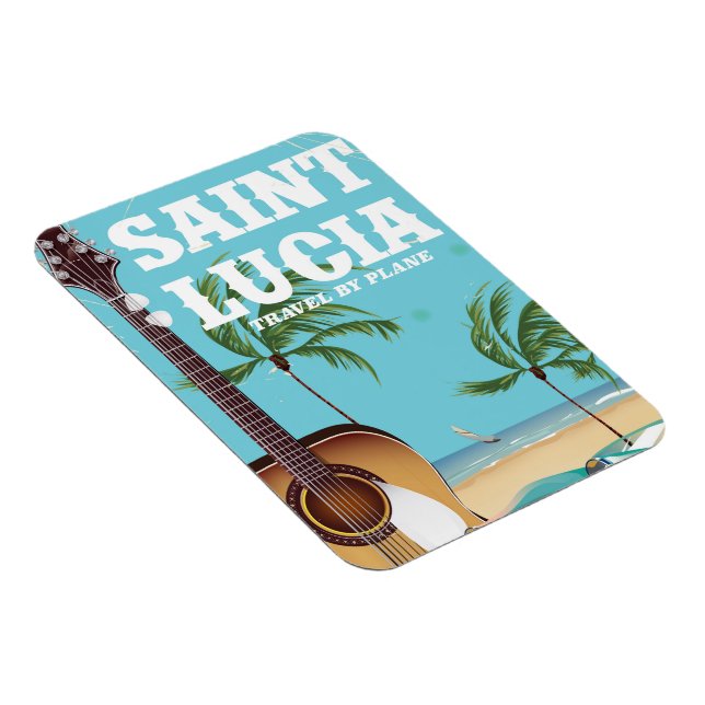 Saint Lucia retro semesterplakatkonst Magnet (Högersidan)