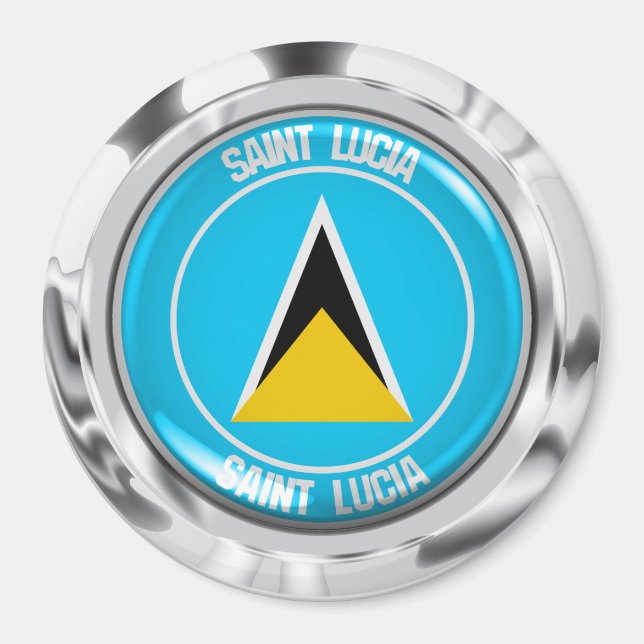 Saint Lucia Round Emblem Magnet (Framsidan)