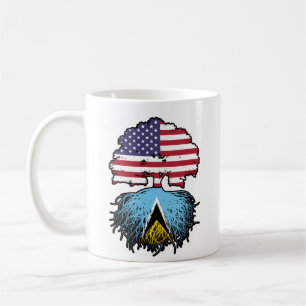 Saint Lucia Saint Lucian American USA Träd Roots Kaffemugg