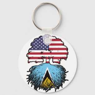 Saint Lucia Saint Lucian American USA Träd Roots Nyckelring