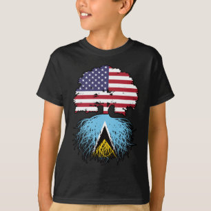 Saint Lucia Saint Lucian American USA Träd Roots T Shirt