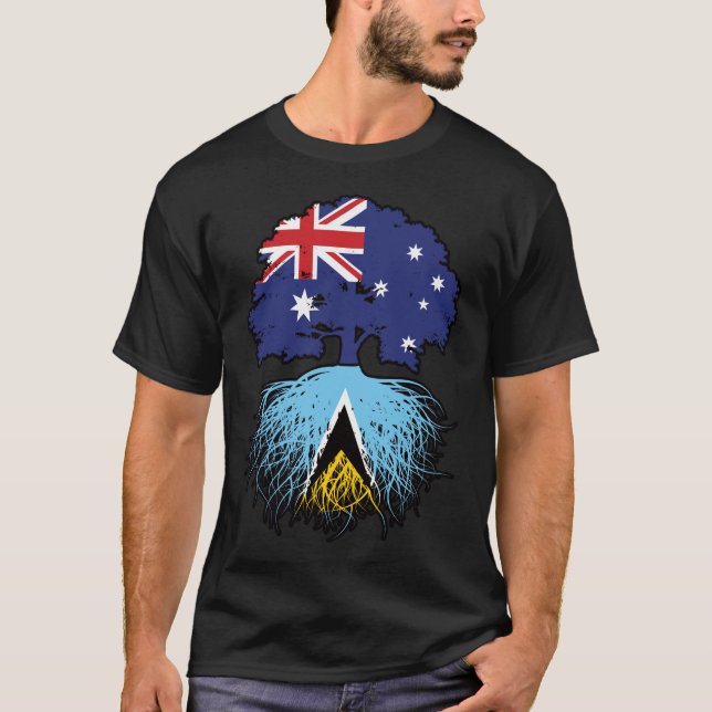 Saint Lucia Saint Lucian Australian Träd T Shirt (Framsida)