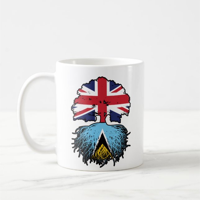 Saint Lucia Saint Lucian British UK Träd Roots Kaffemugg (Vänster)