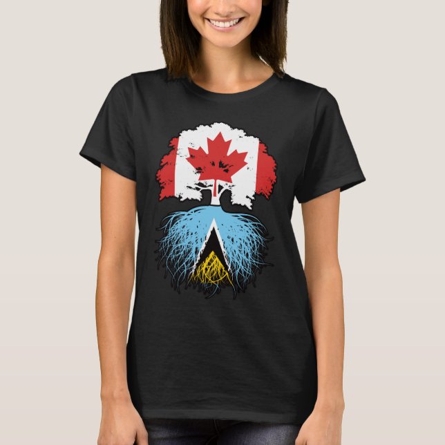 Saint Lucia Saint Lucian Canadian Träd Root T Shirt (Framsida)