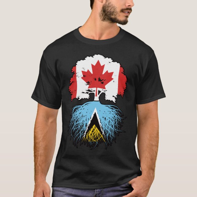 Saint Lucia Saint Lucian Canadian Träd Root T Shirt (Framsida)