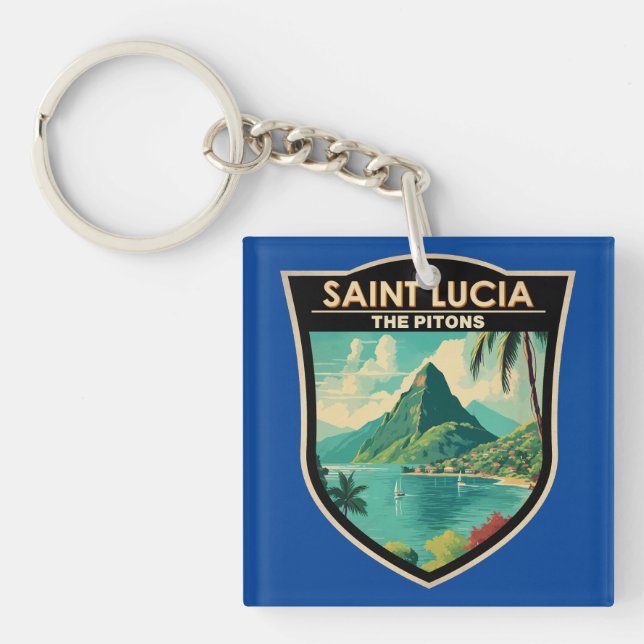 Saint Lucia The Pitons Travel Art Vintage (Framsidan)