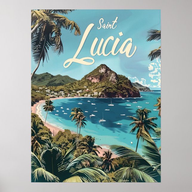 Saint Lucia Tropical Beach Poster (Framsidan)