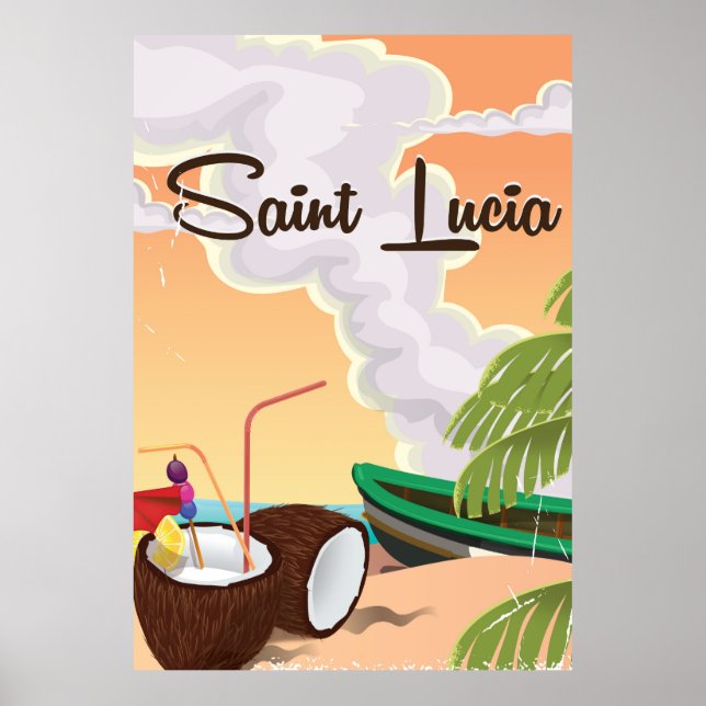 Saint Lucia Vintage semesterplakat Poster (Framsidan)