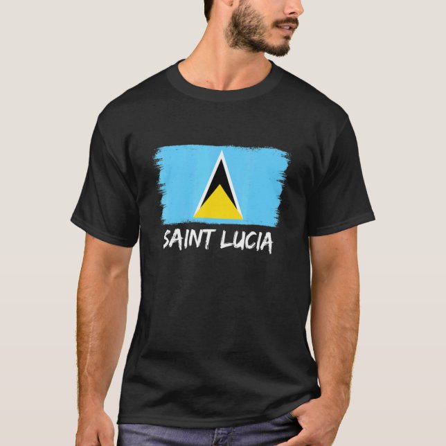 Saint Lucian Flagga Saint Lucia T Shirt (Framsida)