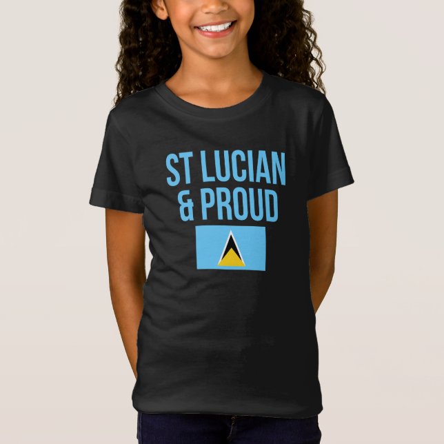 Saint Lucian & Proud Saint Lucia Flagga T Shirt (Framsida)