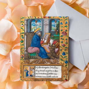Saint Luke Evangelist Bible Medieval Manuscript Vykort