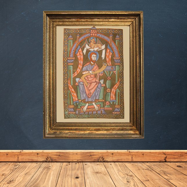 Saint Luke Evangelist Medieval Christian Bible Poster (Saint Luke the Evangelist - Medieval Catholic Christian Bible Manuscript Poster)