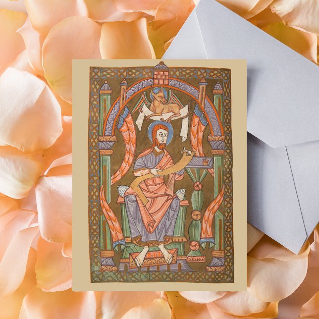 Saint Luke Evangelist Medieval Christian Bible Vykort (Saint Luke the Evangelist Medieval Christian Bible Postcard)