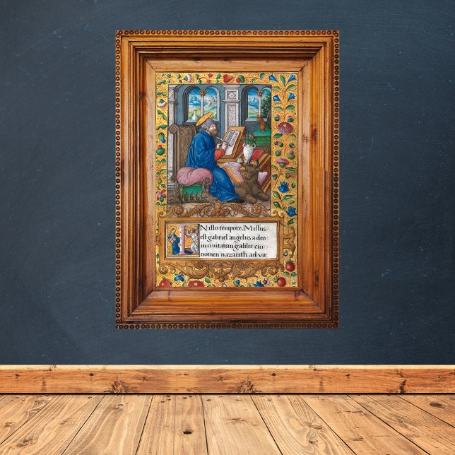 Saint Luke Evangelist - Medieval Manuscript Poster (Saint Luke the Evangelist Medieval Manuscript Catholic Christian Poster)