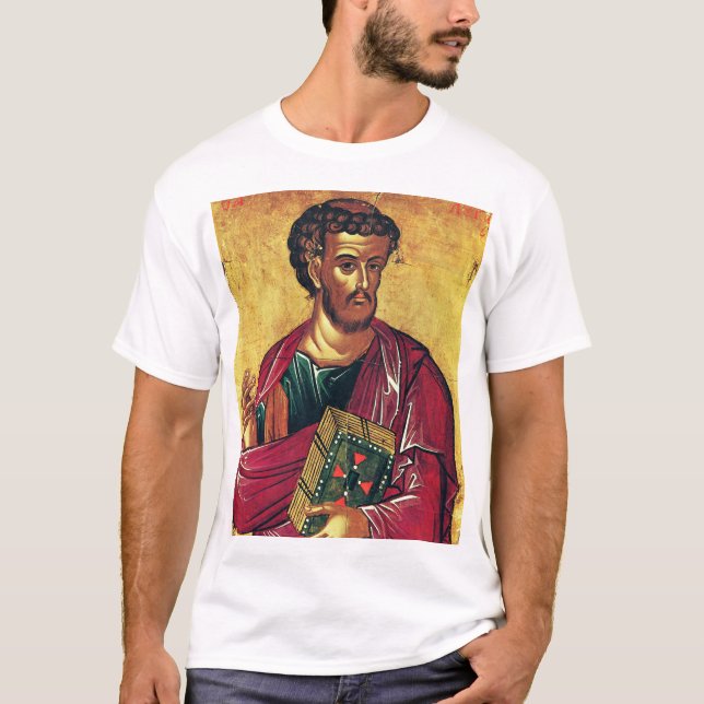 Saint Luke Evangelist Orthodox-ikonen T Shirt (Framsida)
