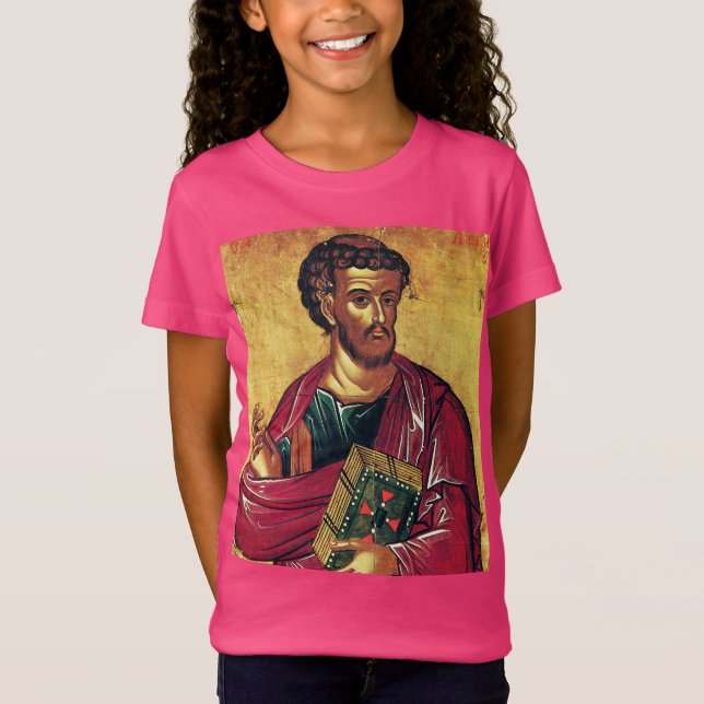 Saint Luke Evangelist Orthodox-ikonen T Shirt (Framsida)