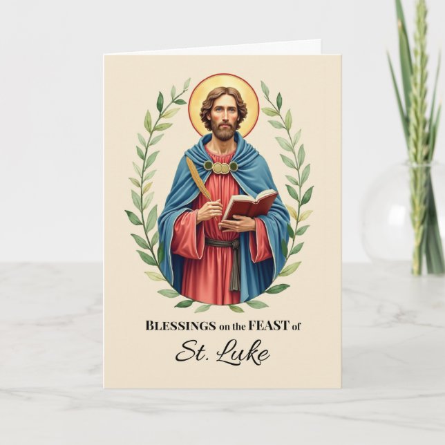 Saint Luke Feast Day Blessings Leafy Wand Kort (Framsida)