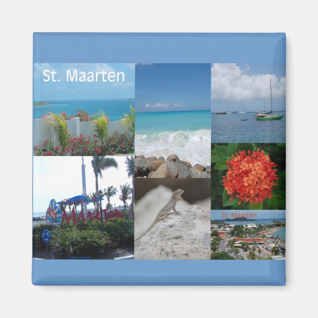 Saint Maarten Photo Collage av Khoncepts Magnet (Framsidan)