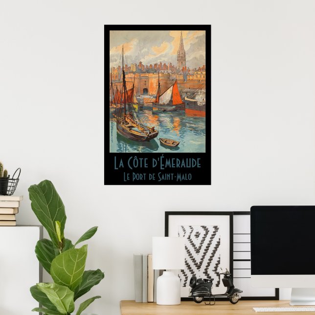 Saint Malo, Frankrike, Vintage Resematerial Affisc Poster (Hemmakontoret)