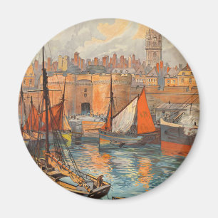 Saint Malo, Frankrike, Vintage resor Poster konst Magnet