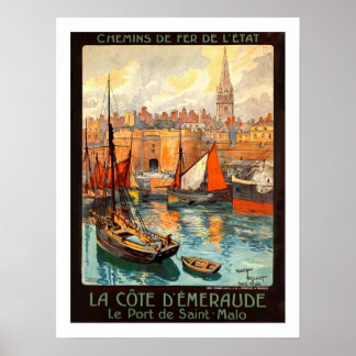 Saint Malo Vintage resor Poster