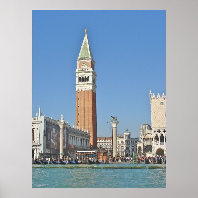 Saint Marks Plaza och Torn - Venedig, Italien - Fo Poster (Framsidan)