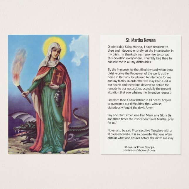 Saint Martha NINE WEEK HELIGA CARD Visitkort (Framsida & baksida)