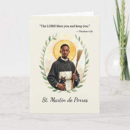 Saint Martin de Porres Gods Peace med Scripture Kort