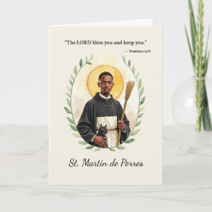 Saint Martin de Porres Gods Peace med Scripture Kort