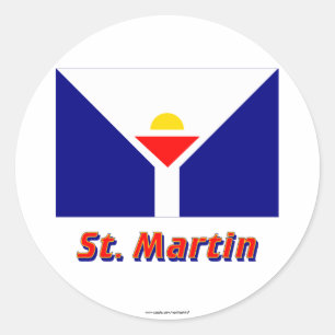 Saint Martin Flagga med Namn Runt Klistermärke