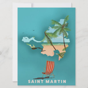 Saint Martin Illustrated karta. Inbjudningar