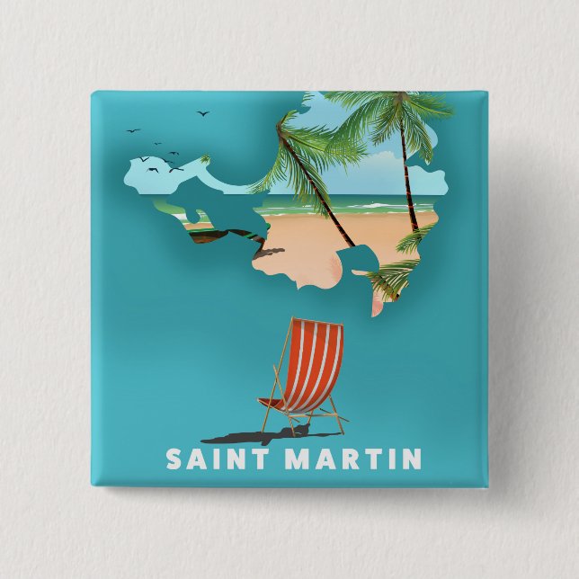 Saint Martin Illustrated karta. Knapp (Framsida)