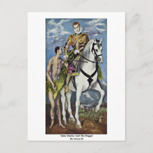 Saint Martin och Beggar av Greco El Vykort