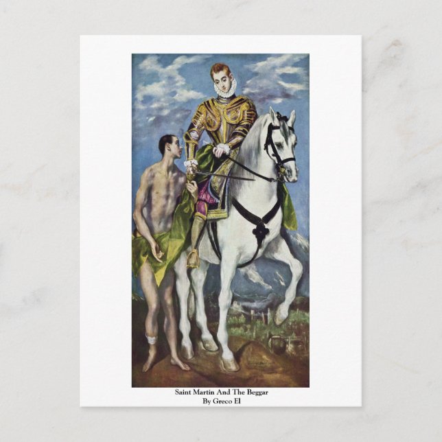 Saint Martin och Beggar av Greco El Vykort (Framsida)