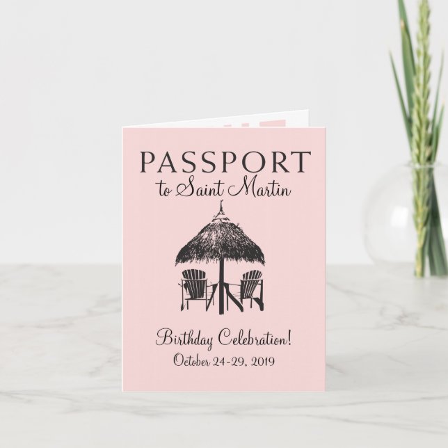 Saint Martin Passport Birthday-inbjudan Inbjudan (Framsida)
