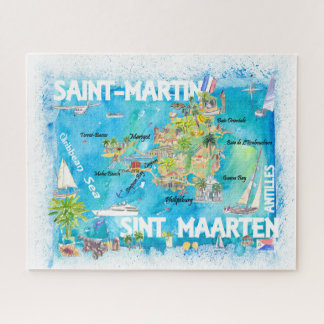 Saint-Martin Sint Maarten Antilles Travel Karta Pussel