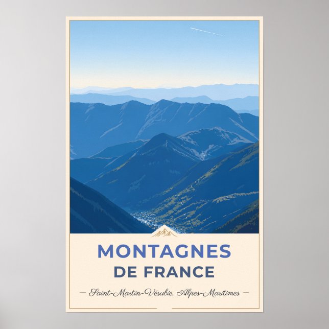 Saint-Martin-Vésubie, France – Panoramic View Poster (Framsidan)