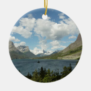 Saint Mary Lake II vid Glacier National Park Julgransprydnad Keramik