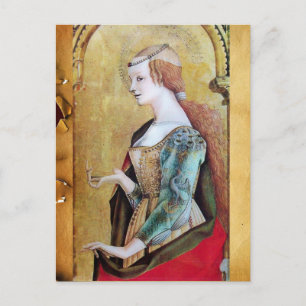 SAINT MARY MAGDALENE 2 Red, Guld, Parchment Vykort