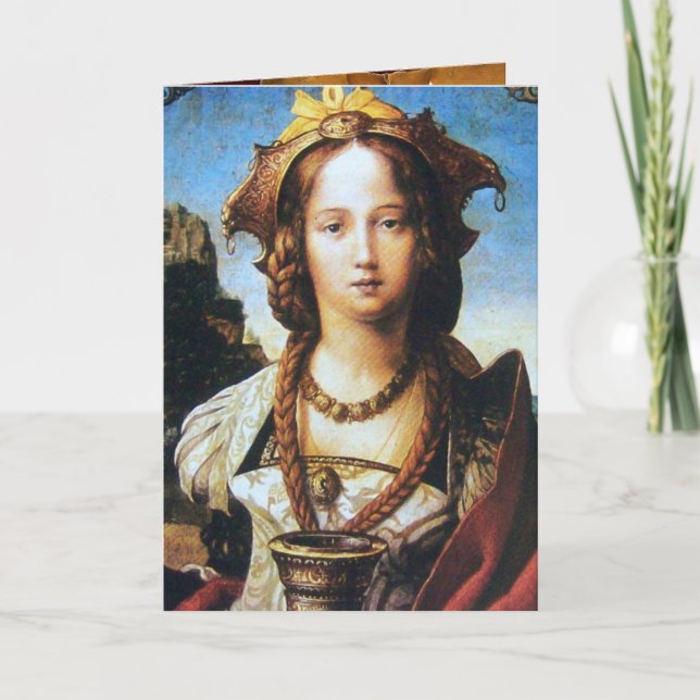 SAINT MARY MAGDALENE ,Brown Parchment Helgkort (Framsida)