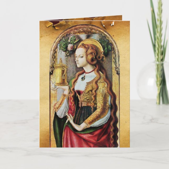 SAINT MARY MAGDALENE ,Brown Parchment Helgkort (Framsida)