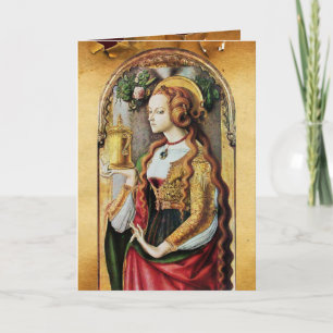 SAINT MARY MAGDALENE ,Brown Parchment Helgkort