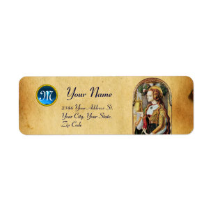 SAINT MARY MAGDALENE Parchment Gemstone Monogram Returadress Etikett