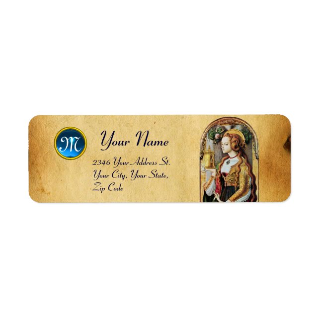 SAINT MARY MAGDALENE Parchment Gemstone Monogram Returadress Etikett (Framsidan)