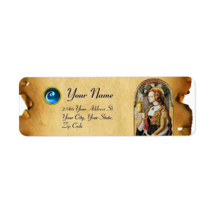 SAINT MARY MAGDALENE Parchment Gemstone Monogram Returadress Etikett