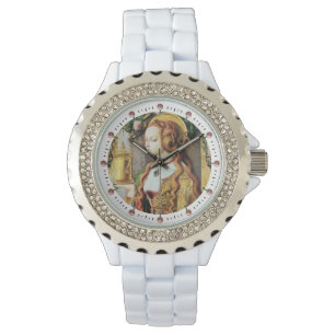 SAINT MARY MAGDALENE Rosa Gemstones ,White Armbandsur