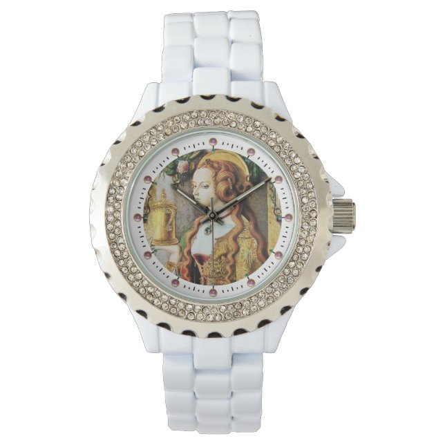 SAINT MARY MAGDALENE Rosa Gemstones ,White Armbandsur (Framsida)