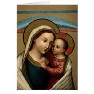 Saint Mary The Blsed Virgin och Jesus Child Hälsningskort