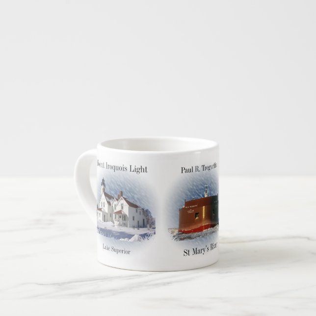 Saint Marys River Lighthouses & Boat espresso mugg Espressomugg (Framsida vänster)